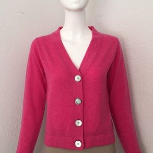 Claudia Nichole pink v neck down cashmere cardigan